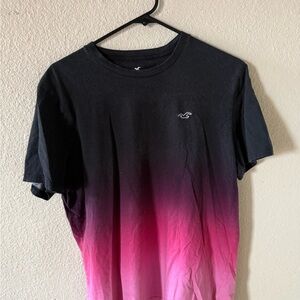 Hollister Men's Black and Pink Ombre T-Shirt
